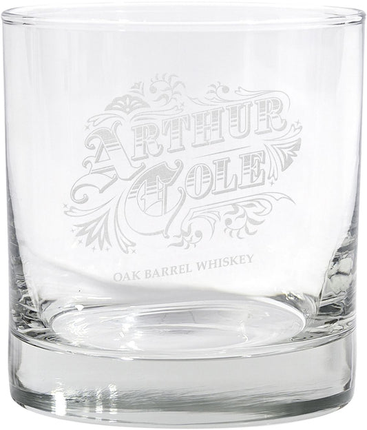 ETCHED WHISKEY GLASS 10.5 OZ