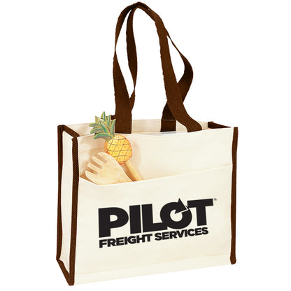 Canvas Gusset Tote w/Colored Handles