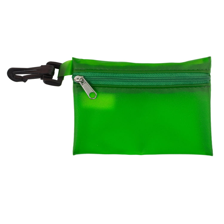 "PARKWAY 7" Piece First Aid Kit inTranslucent Zipper Kit with Plastic Carabiner Attachment
