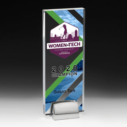 Rectangle Award w/ Chrome Base (3 1/2" x 9" x 3/4") - Laser Engraved