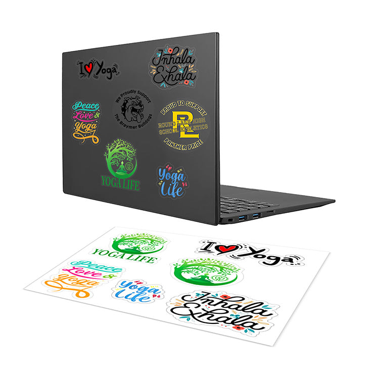 "CustomCut ™" Clear Decal 5"x 7" Full Color Custom Shape Removable Vinyl Sticker Sheets