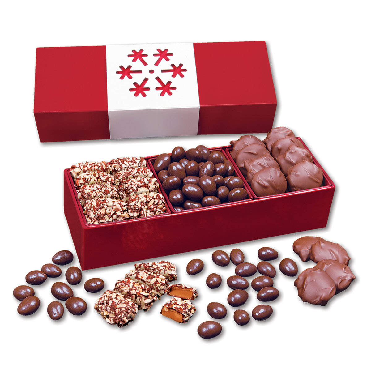 Red Trio of Sweets with Snowflake Wrap