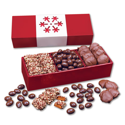 Red Trio of Sweets with Snowflake Wrap