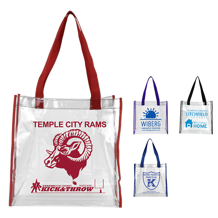 Clear with Black Trim and Handles 12” W x 12” H x 6” Gusset - “Matterhorn” Clear Vinyl Stadium Compliant Tote Bag