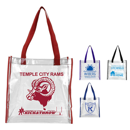 Clear with Black Trim and Handles 12” W x 12” H x 6” Gusset - “Matterhorn” Clear Vinyl Stadium Compliant Tote Bag