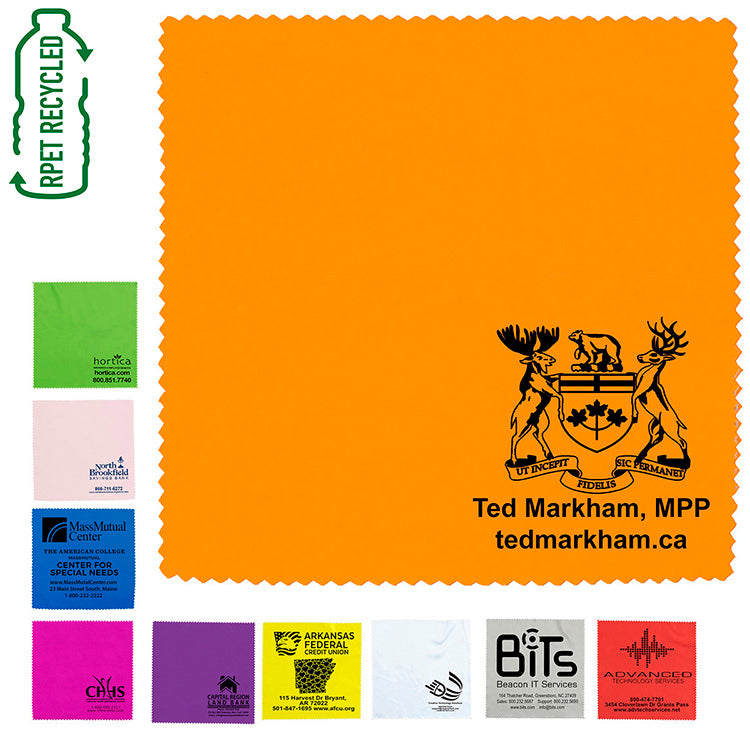 5088-Gray "ONECLEANSCREEN" 6" X 6" 100% Microfiber Recycled RPET Polyester Cleaning Cloth & Screen Cleaner