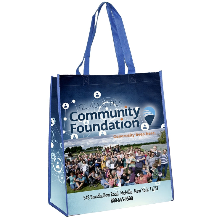 14"W x 15-1/2"H x 6 ½”Gusset - "BRENDA" Non-Woven Full Color Laminated Wrap Carry All Tote