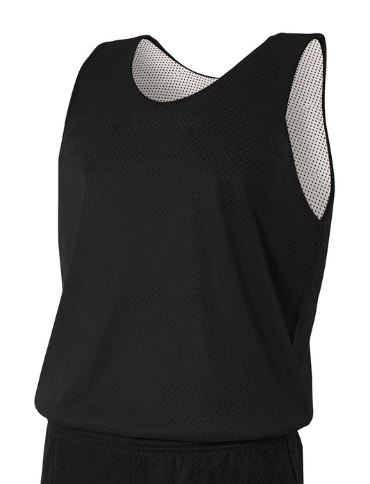 Front View of Blk/White A4 Sprint Youth Reversible Mesh Tank A4N2206  - XS