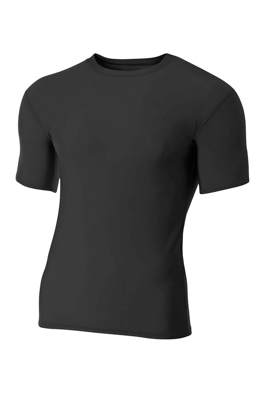 Front View of Black A4 Compression Short Sleeve Tee A4N3130  - S