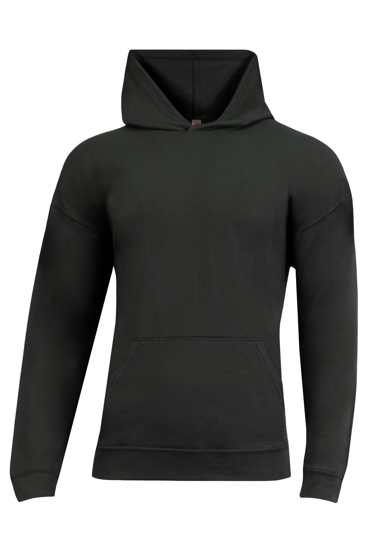 Front View of Black A4 Softek Long Sleeve Hooded Tee A4N3528  - XS