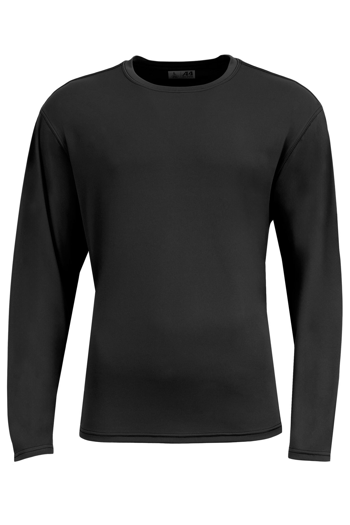 Front View of Black A4 AirFlex Long Sleeve Tee A4N3532  - XS