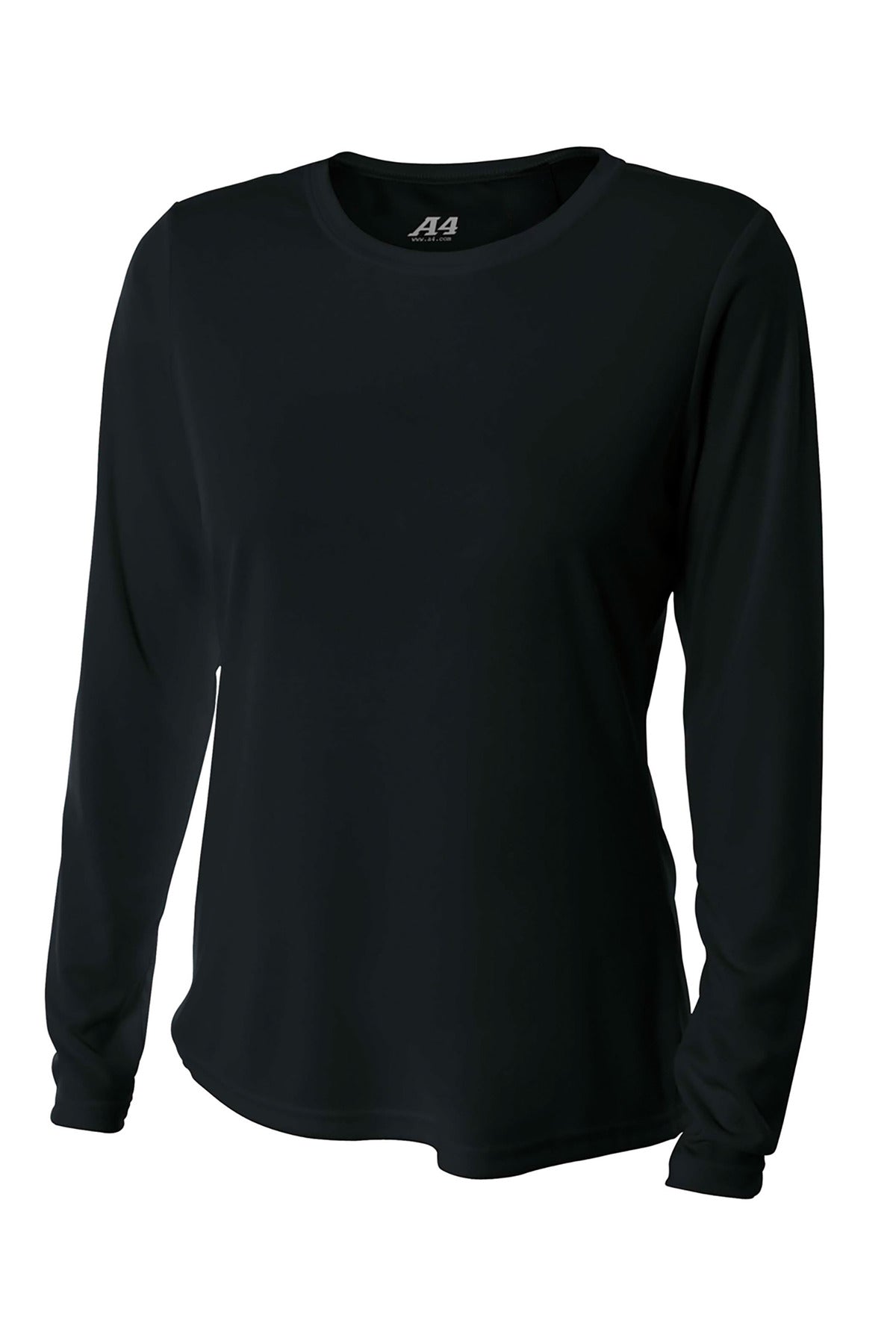 Front View of Black A4 Women's Cooling Performance Long Sleeve Tee A4NW3002  - XS