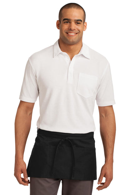 Front View of Black Port Authority Easy Care Waist Apron with Stain Release. A702