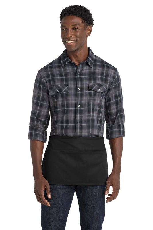 Front View of Black Port Authority Easy Care Reversible Waist Apron with Stain Release. A707