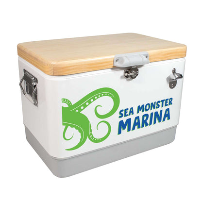 Sasquatch 54QT Wood Top Cooler, Front Decal