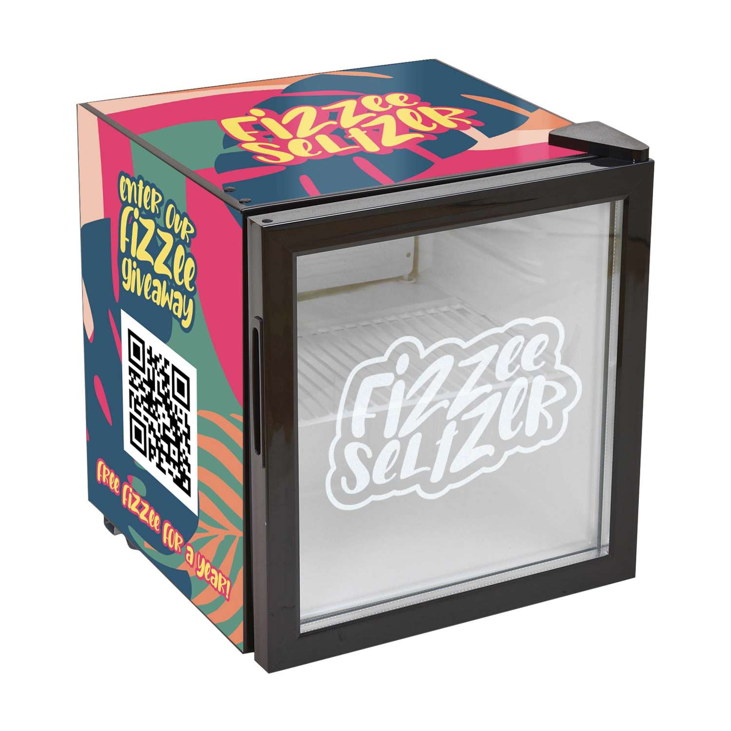 50L Countertop Fridge with Wrap and Door Glass Etching