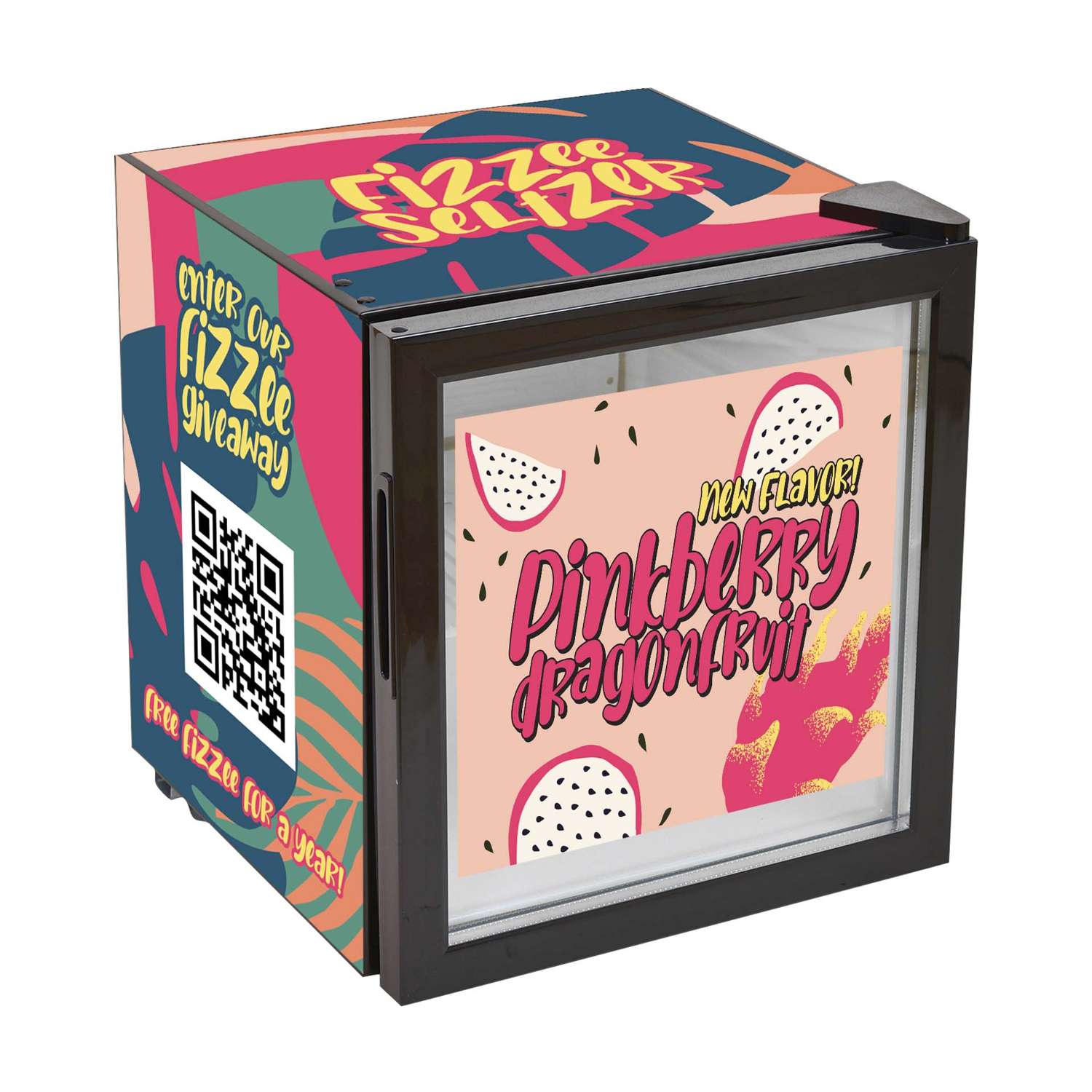 50L Countertop Fridge with Wrap and Door Glass Decal