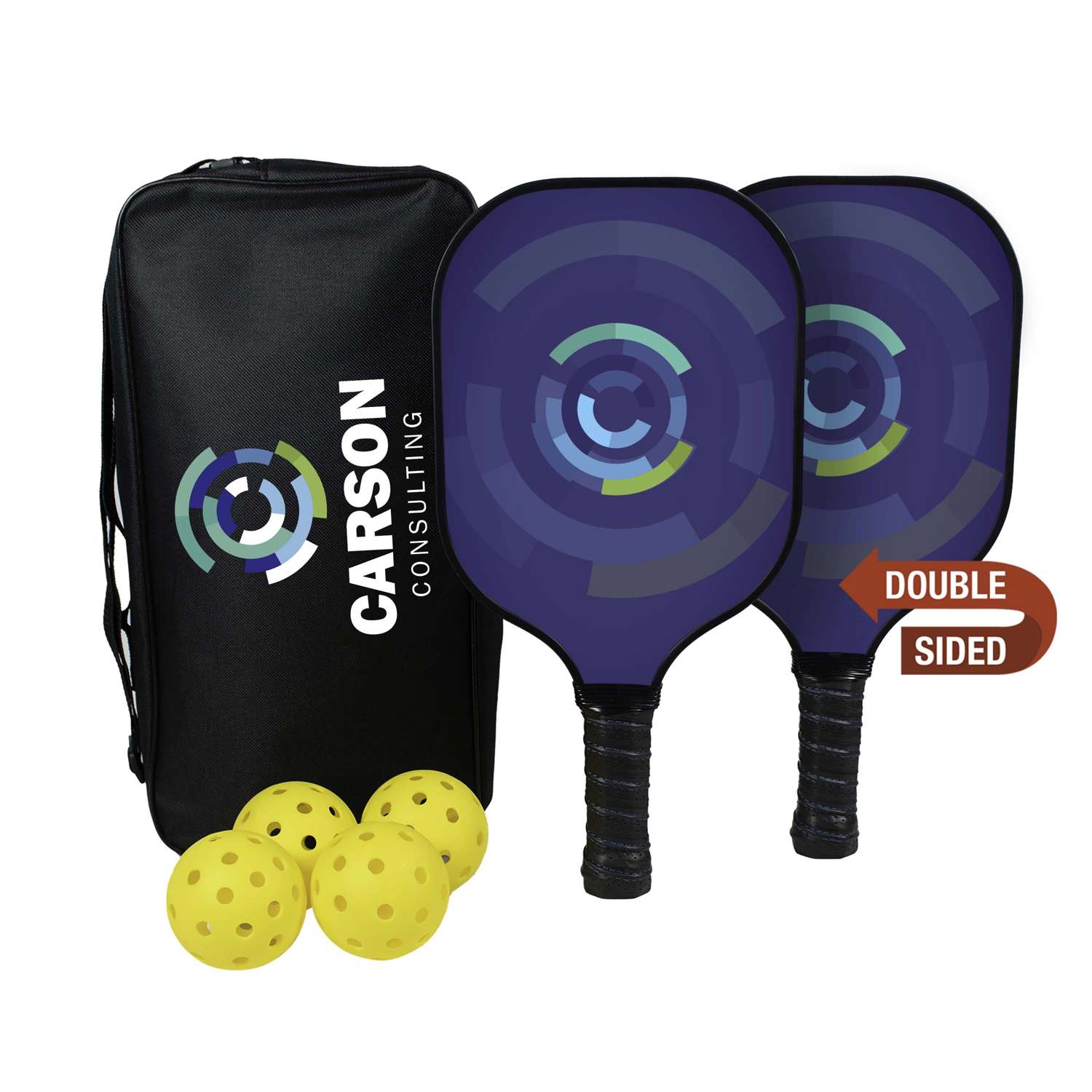 Deluxe Pickleball Plus Set Double-Sided Paddles