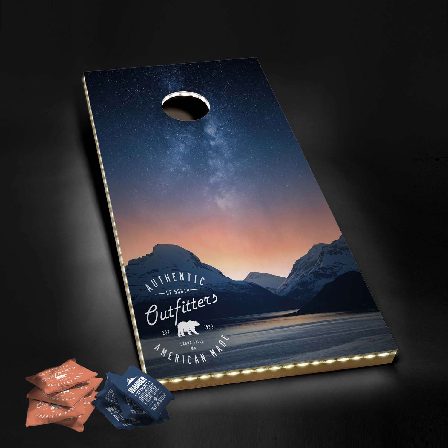 Nighttime Cornhole Plus with Dye Sublimated Bean Bags