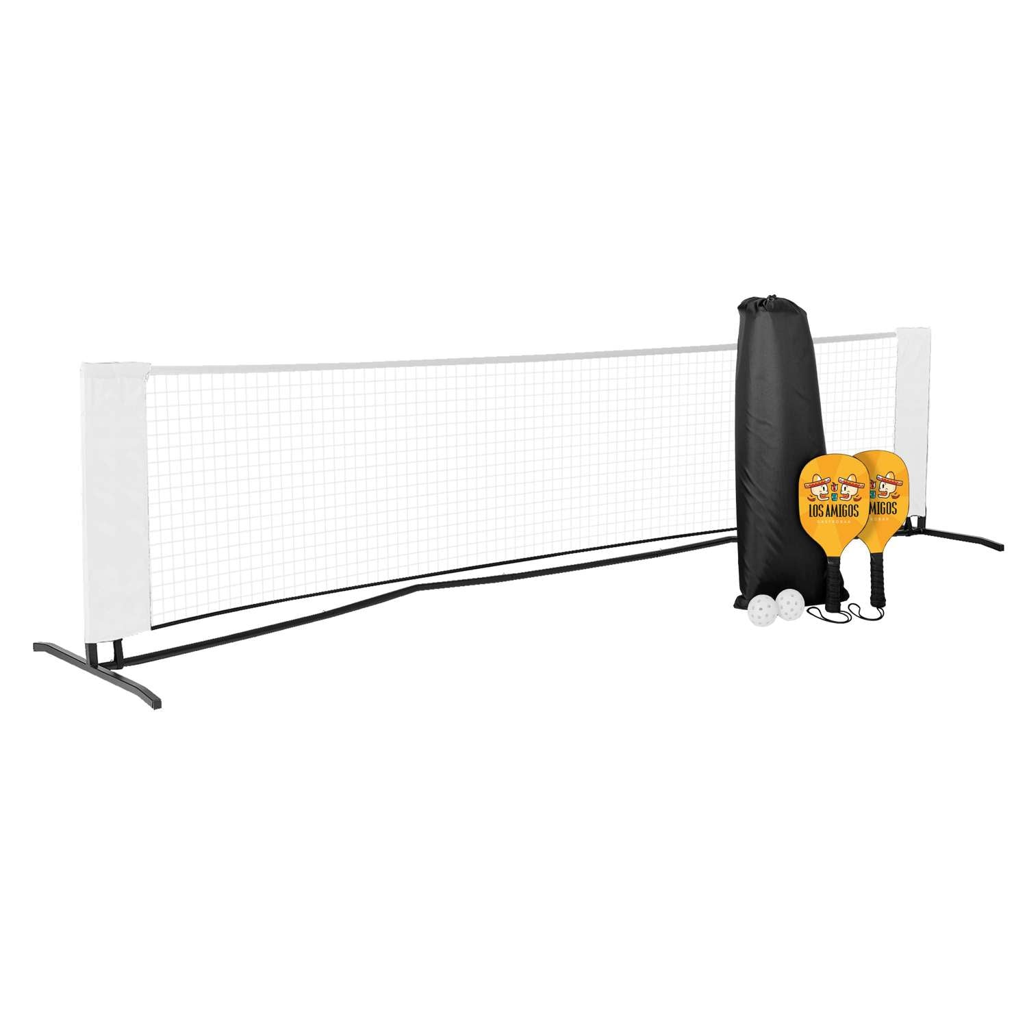 Pickleball Set with Net, Single-Sided Paddles