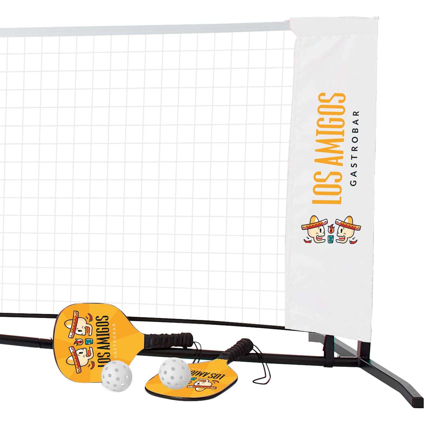 Pickleball Set, Imprinted Net & Single-Sided Paddles