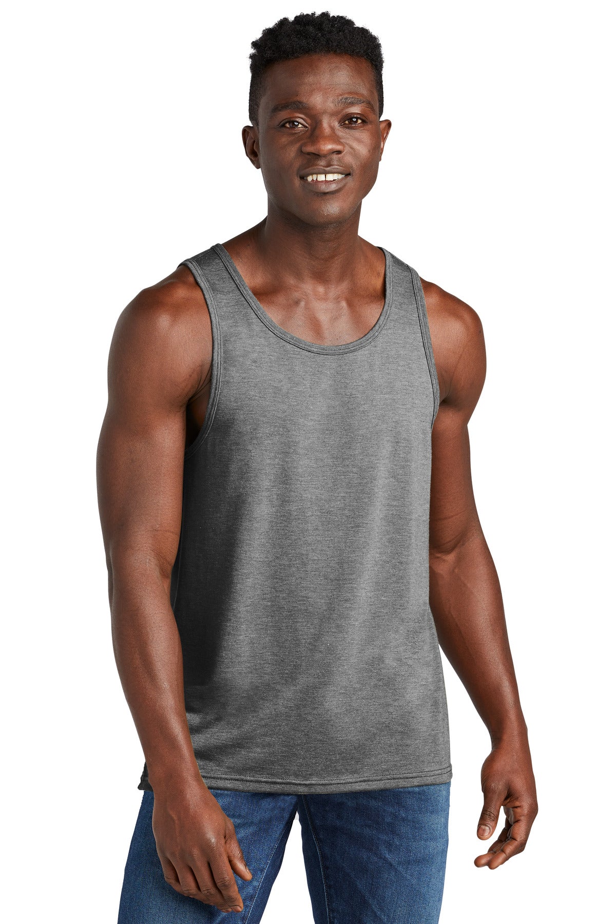 Front View of AlumGrey Allmade Unisex Tri-Blend Tank AL2019  - XS