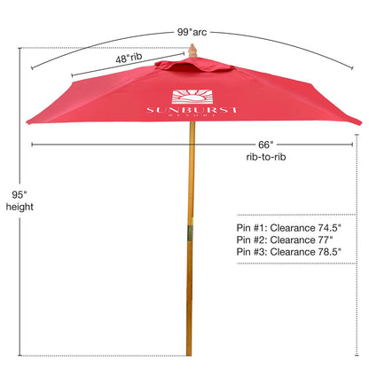 8' Square Wood Market Umbrella Single-Sided Dye Sub Kit