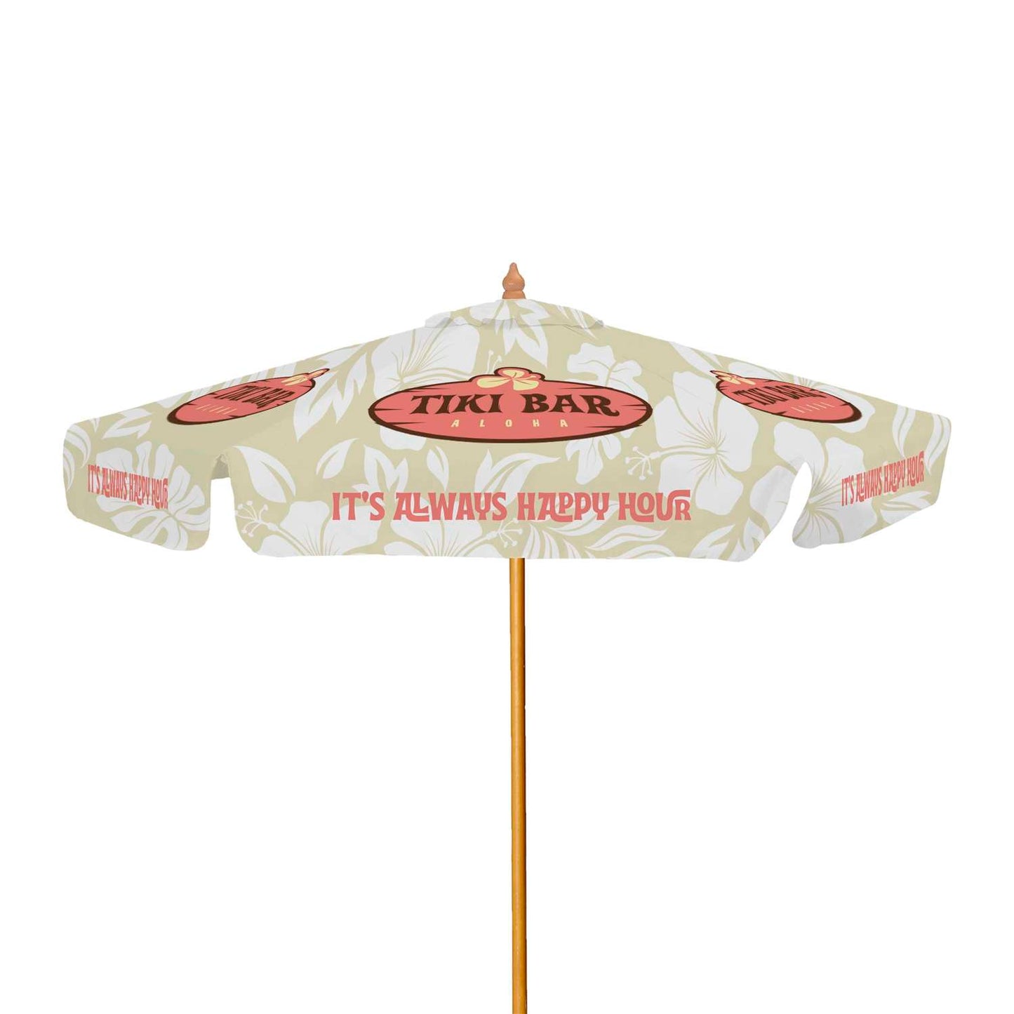 7' Wood Market Umbrella w/ Valance Single-Sided (Dye Sublimation)