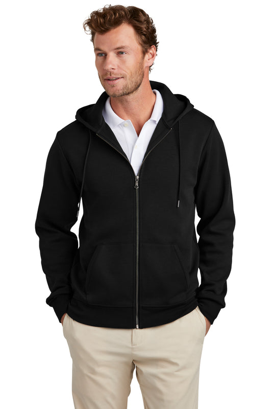 Front View of DeepBlack Brooks Brothers Double-Knit Full-Zip Hoodie BB18208  - XS