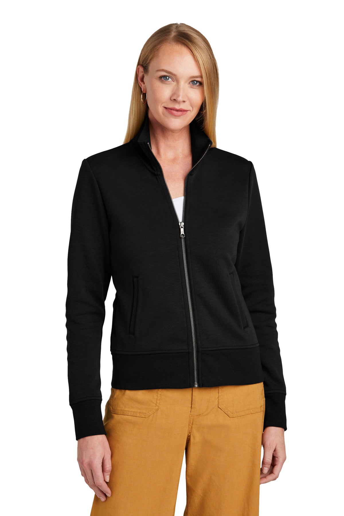 Front View of DeepBlack Brooks Brothers Women's Double-Knit Full-Zip BB18211  - XS
