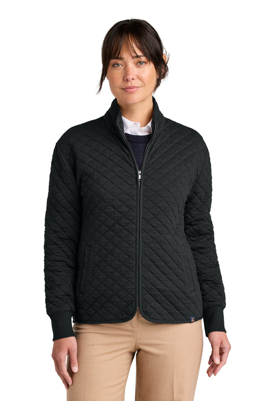 Front View of DeepBlack Brooks Brothers Women's Diamond Quilt Full-Zip BB18213  - XS