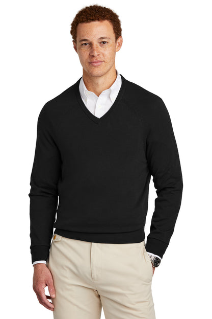 Front View of DeepBlack Brooks Brothers Cotton Stretch V-Neck Sweater BB18400  - XS