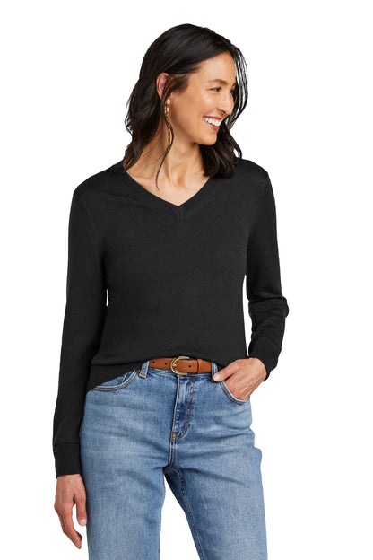 Front View of DeepBlack Brooks Brothers Women's Washable Merino V-Neck Sweater BB18411  - XS