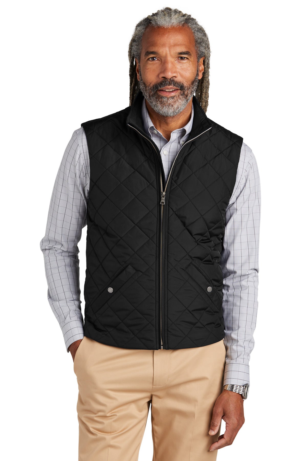 Front View of DeepBlack Brooks Brothers Quilted Vest BB18602  - XS