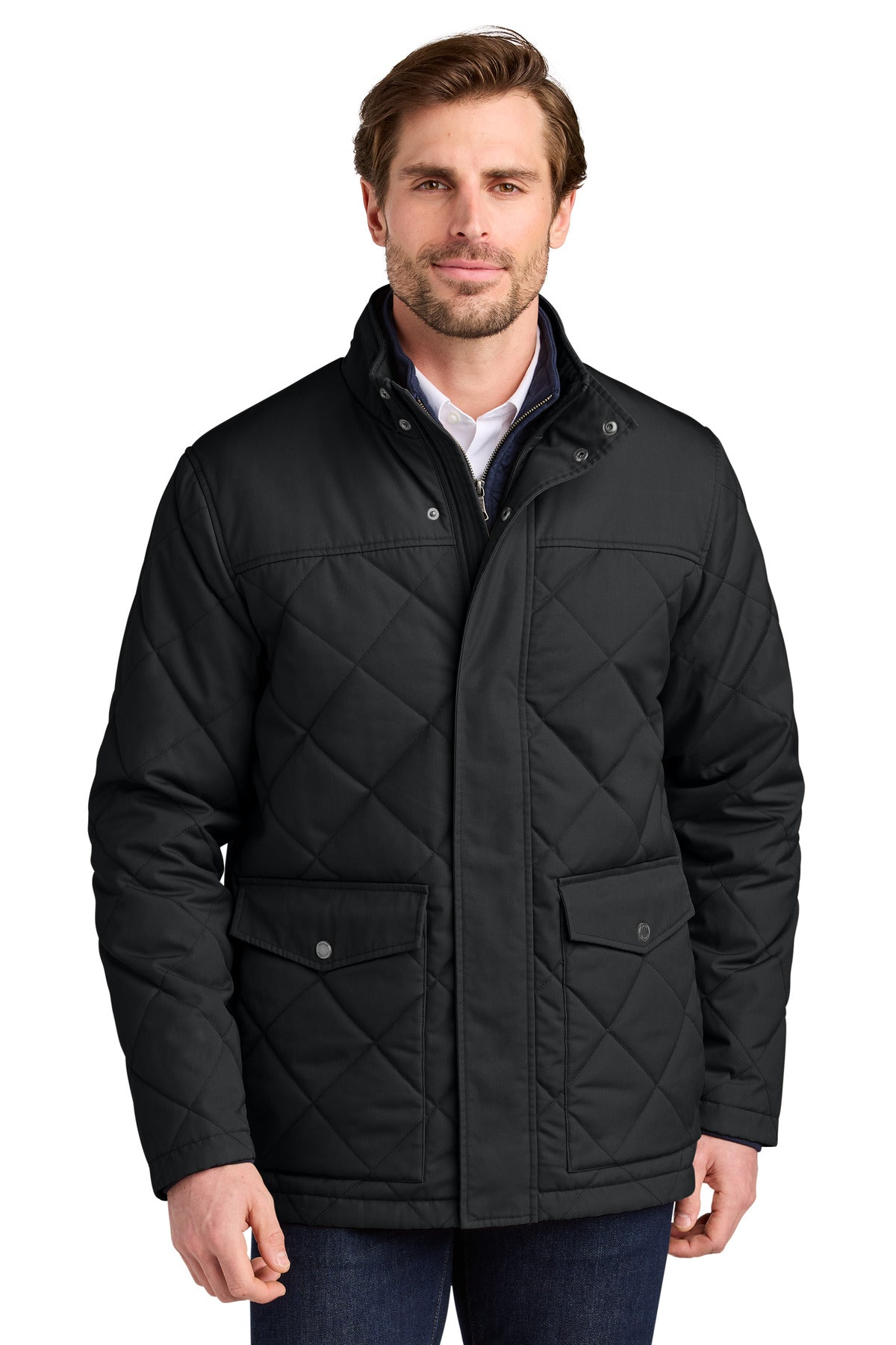 Front View of DeepBlack Brooks Brothers Field Coat BB18605  - XS