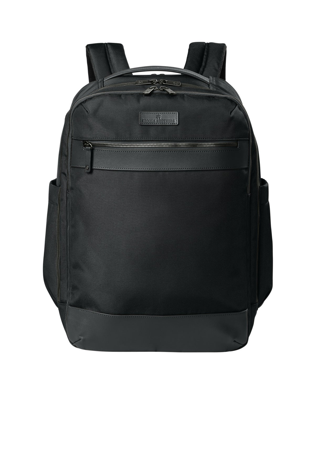 Front View of DeepBlack Brooks Brothers Oxford Backpack BB18822