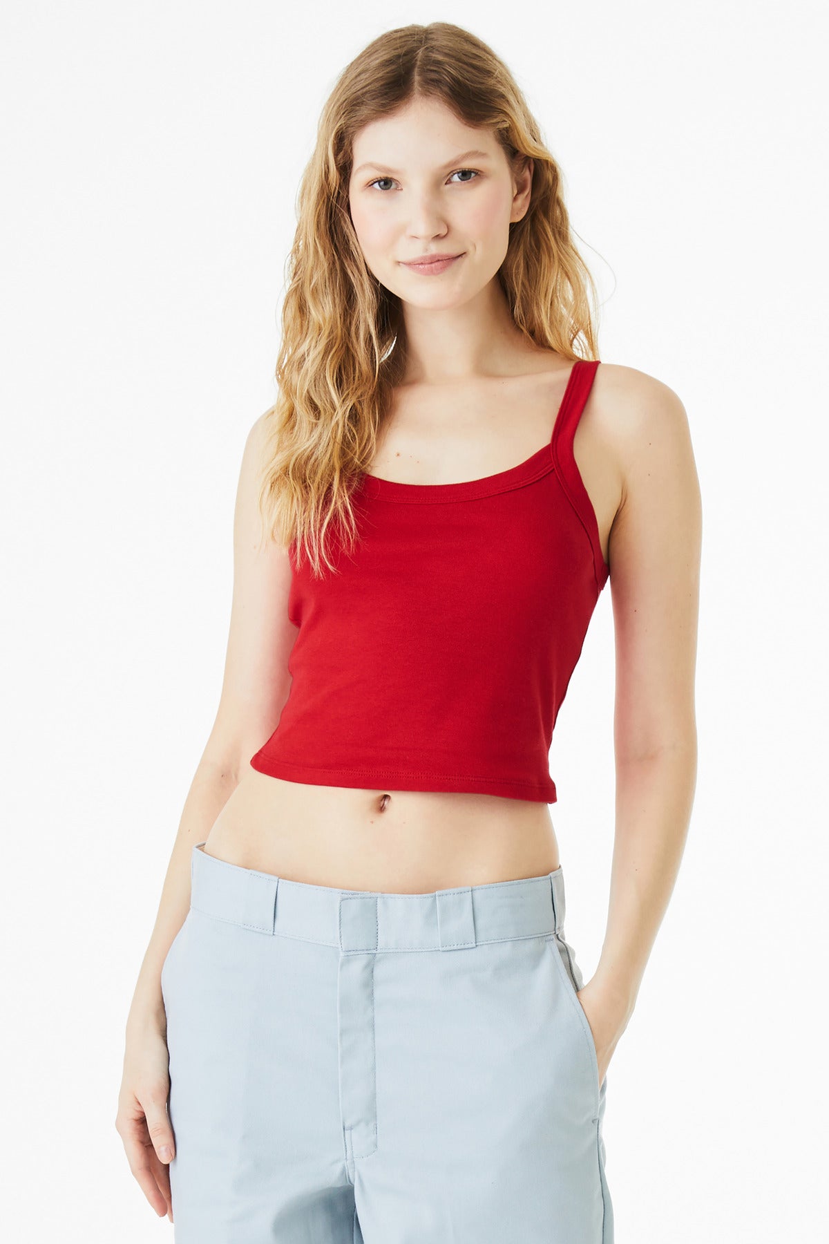 SanMar BC1012_solidredblend_model_front.jpg