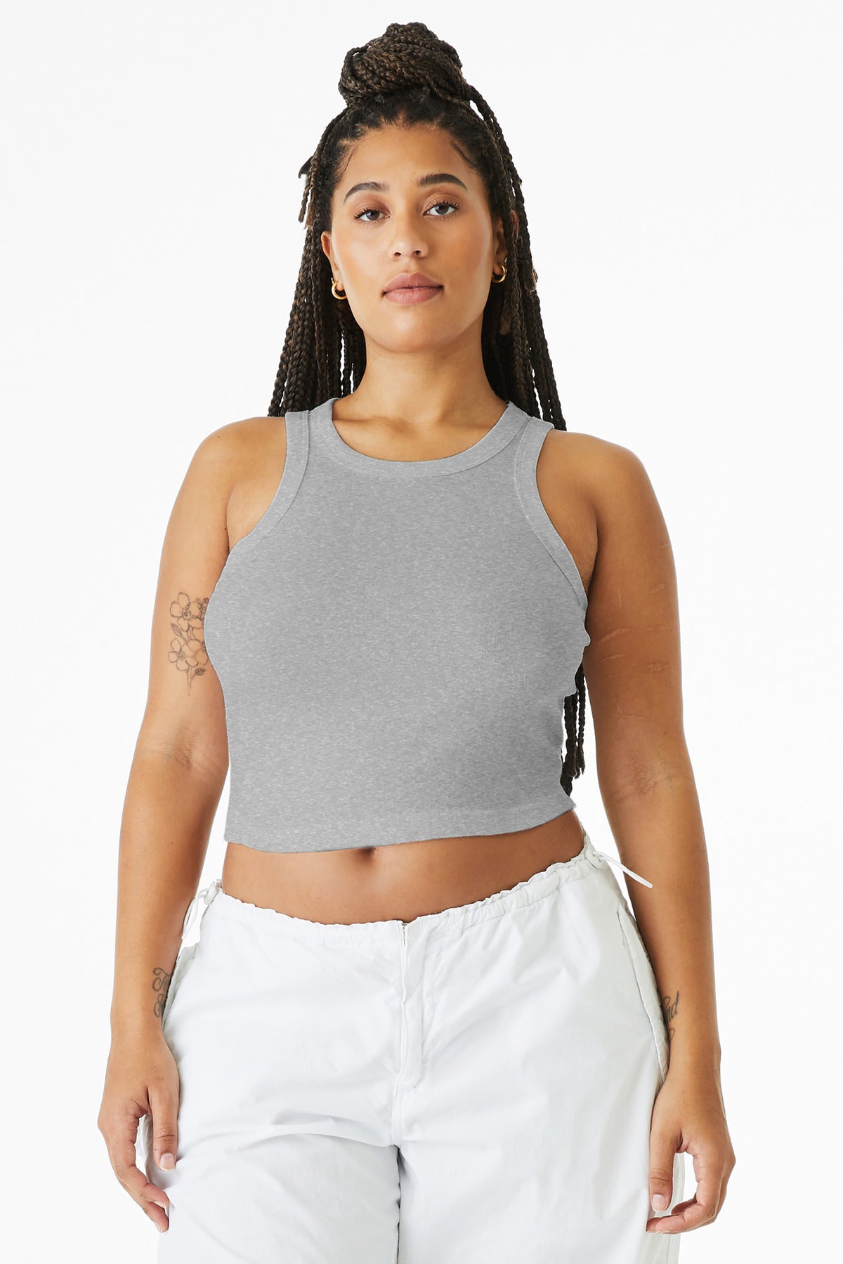 Front View of AthlHthr BELLA+CANVAS Women's Micro Rib Racer Tank BC1019  - XS