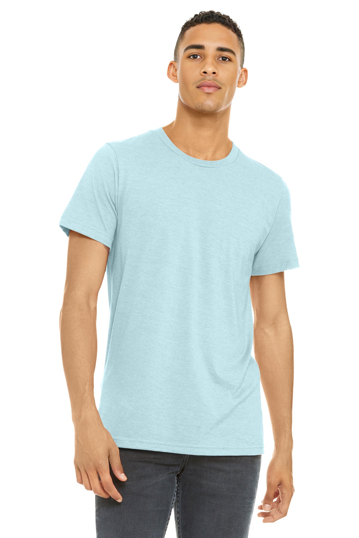 SanMar BC3001CVC_heathericeblue_model_front.jpg