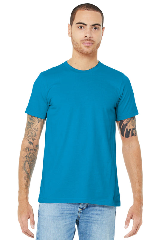 Front View of Aqua BELLA+CANVAS Unisex Jersey Short Sleeve Tee. BC3001  - XS