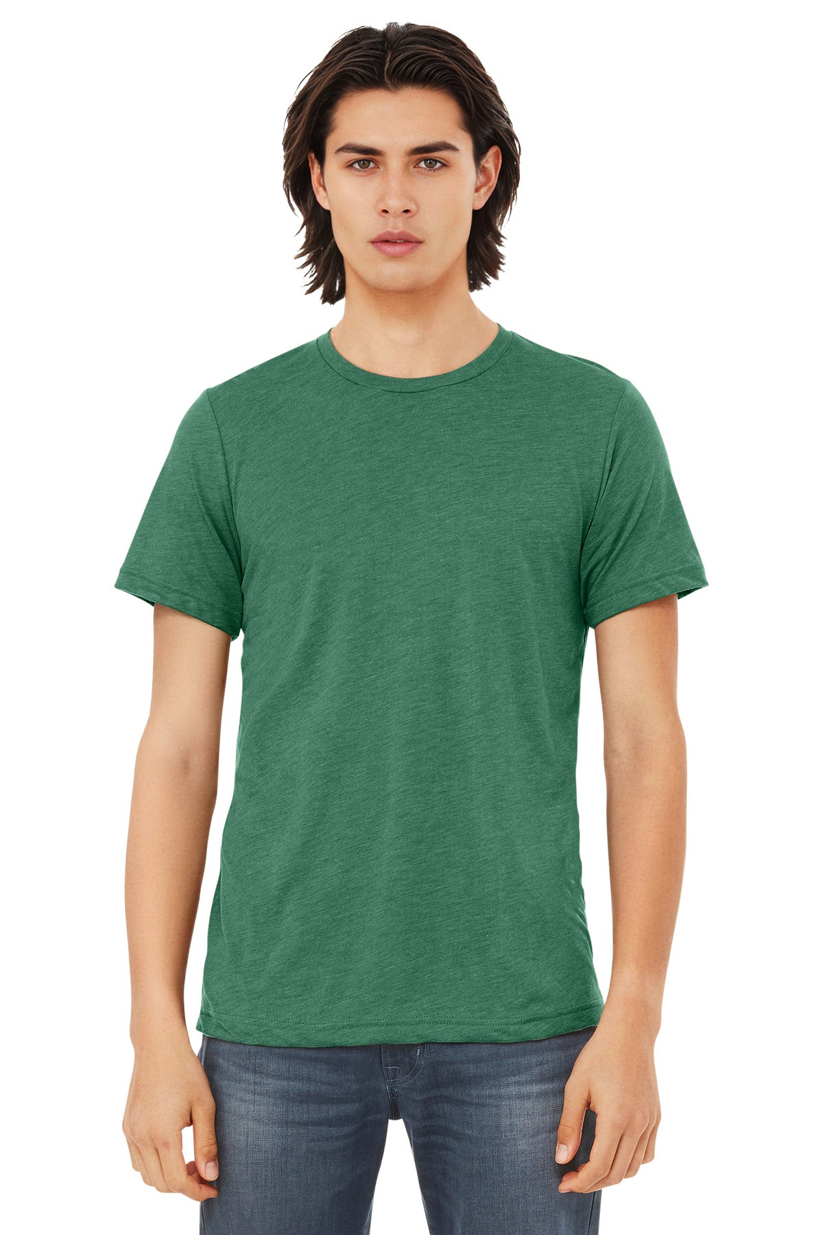 SanMar BC3413_grassgreentriblend_model_front.jpg