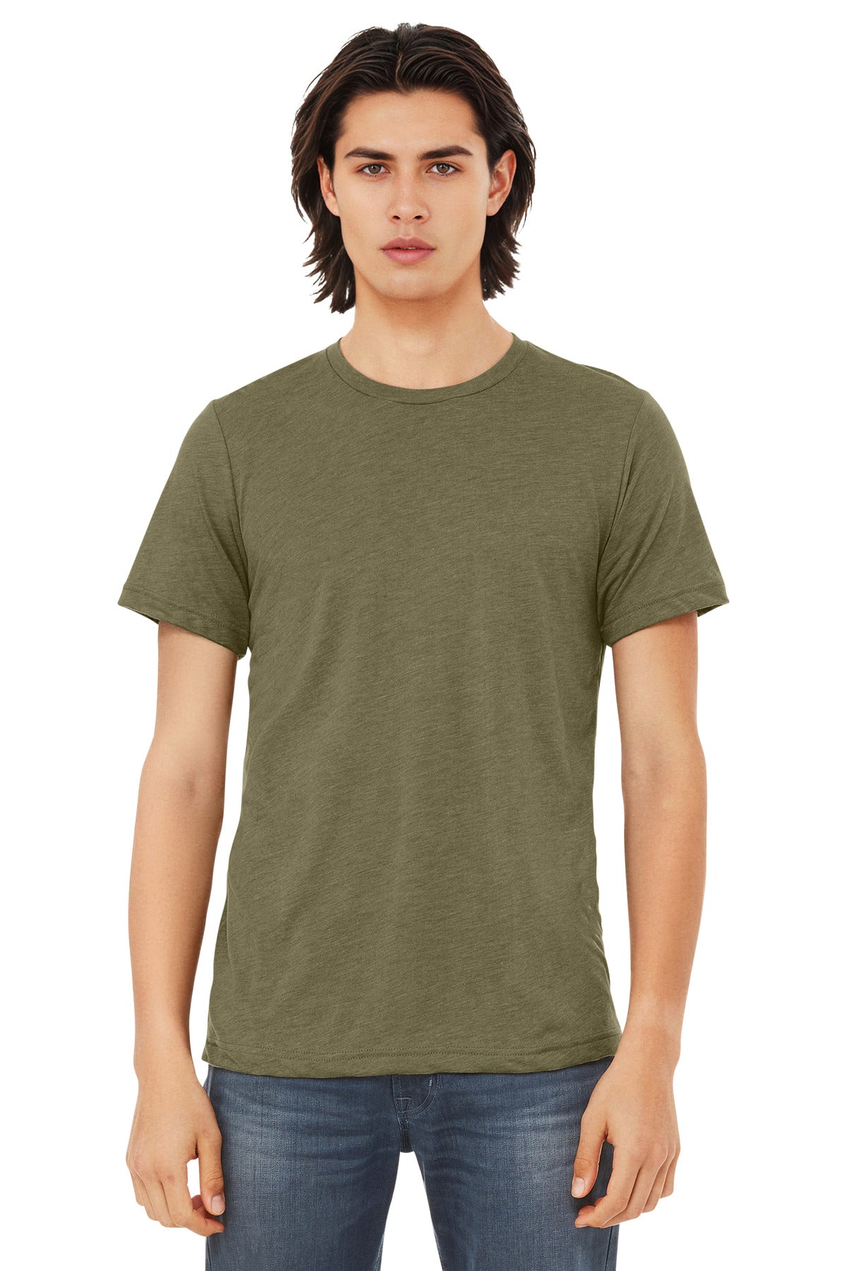 SanMar BC3413_olivetriblend_model_front.jpg