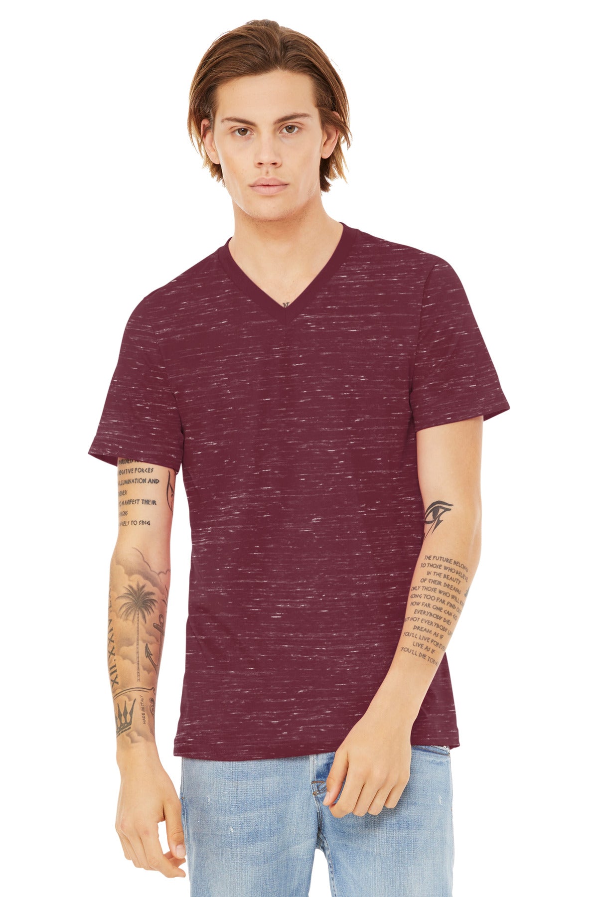 SanMar BC3655_maroonmarble_model_front.jpg
