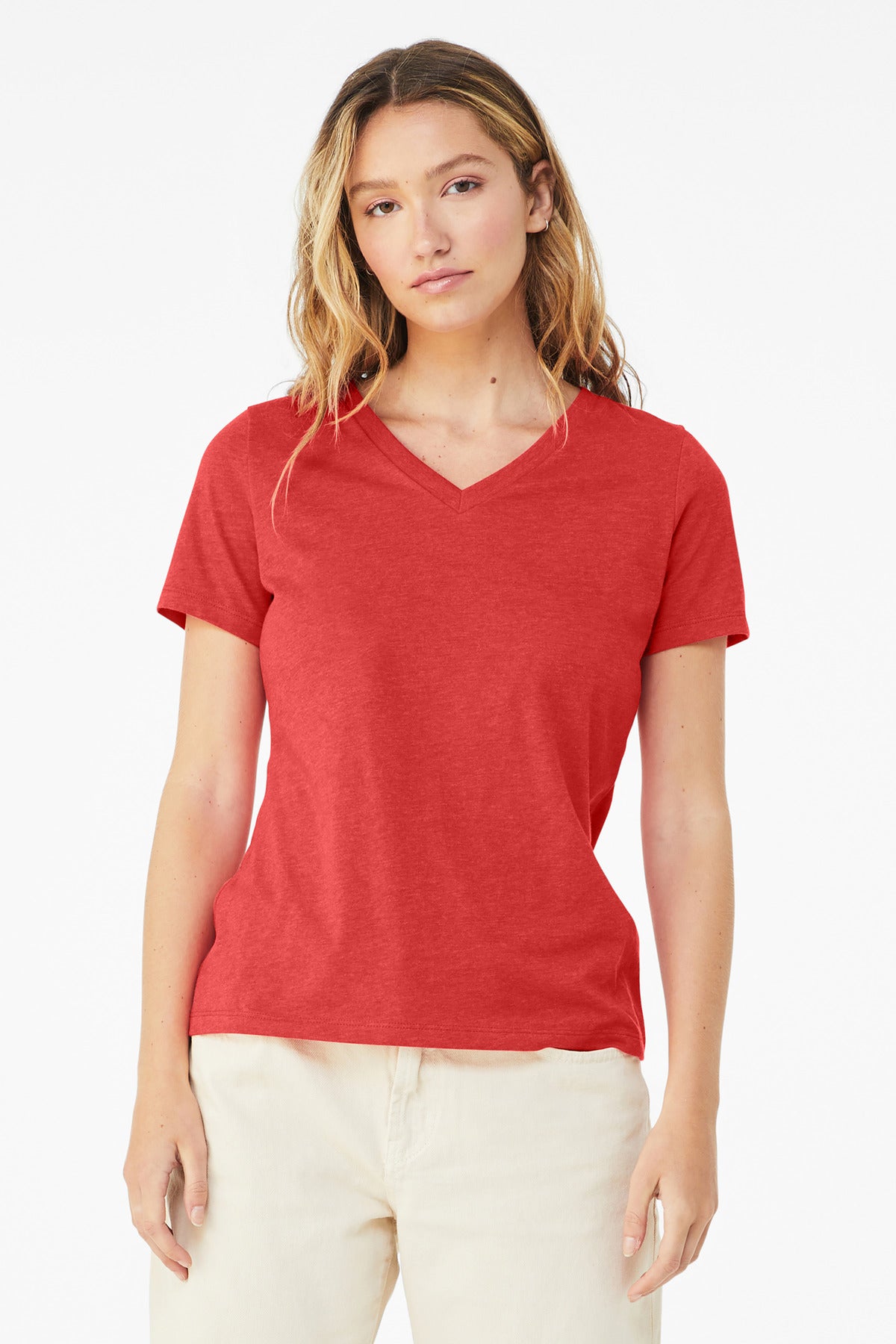BELLA+CANVAS Women's Relaxed Heather CVC V-Neck Tee BC6405CVC