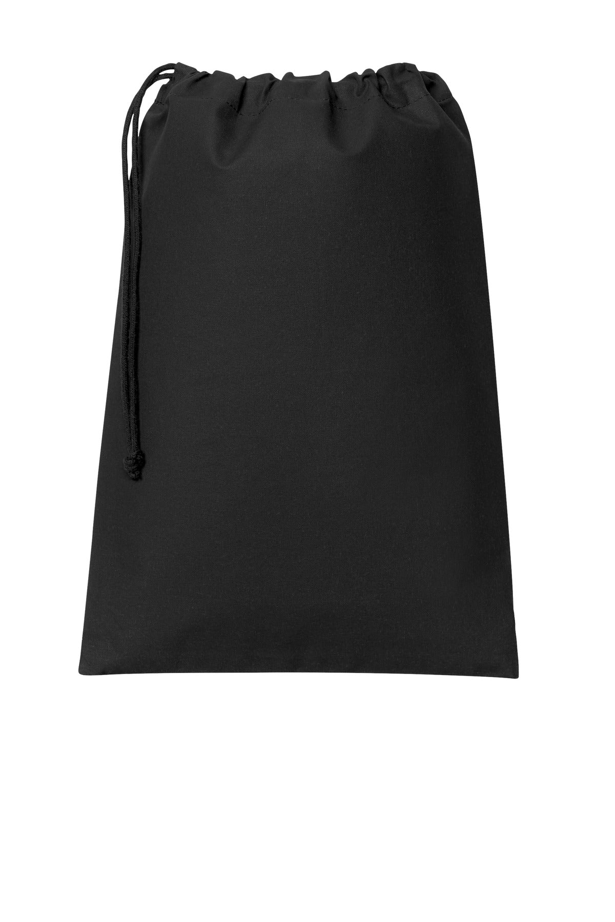 Front View of DeepBlack Port Authority Core Cotton Drawstring Bag BG0350