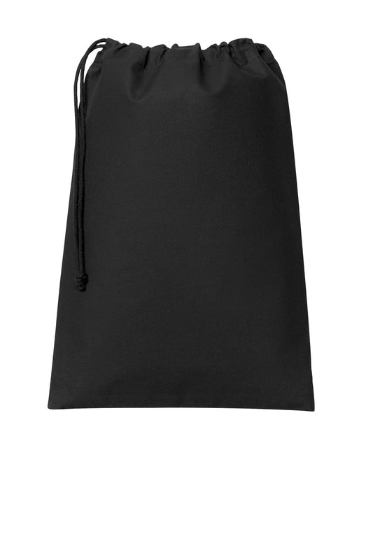 Front View of DeepBlack Port Authority Core Cotton Drawstring Bag BG0350