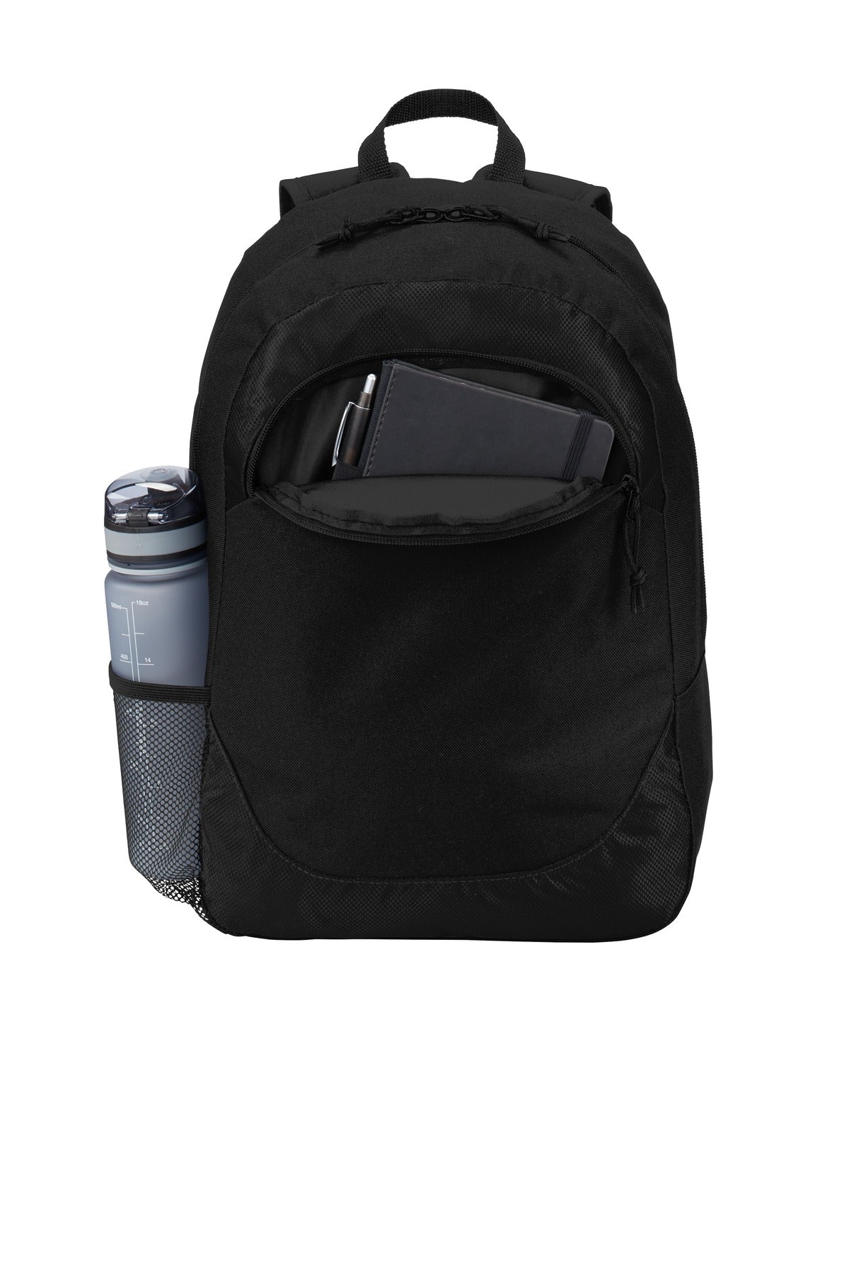 Front View of Black Port Authority Circuit Backpack. BG217