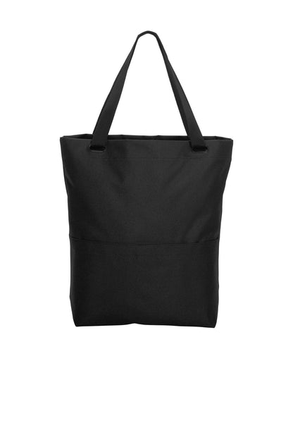 Front View of Black Port Authority Access Convertible Tote. BG418