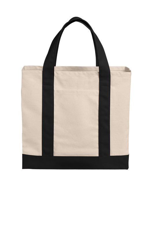Front View of Nat/DeepBk Port Authority Cotton Canvas Two-Tone Tote BG429