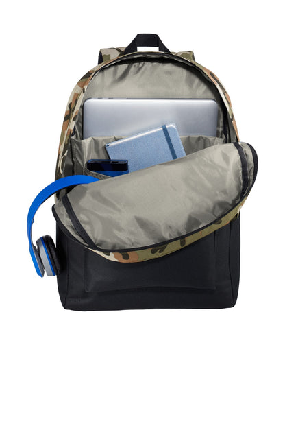 Front View of Mil Camo/Black Port Authority Retro Backpack BG7150